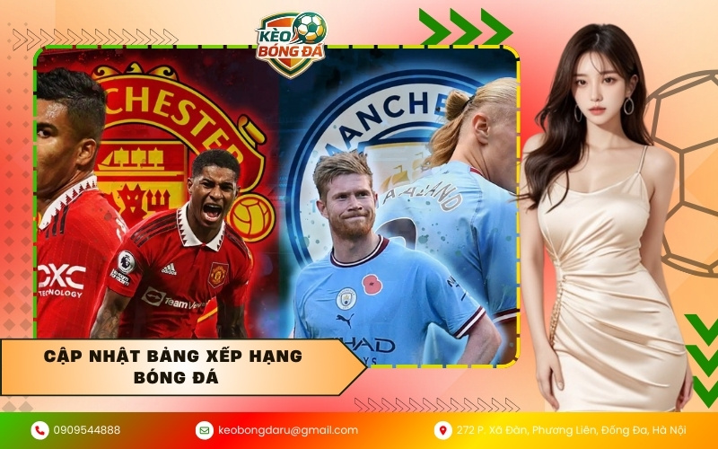 Cập nhật bảng xếp hạng bóng đá
